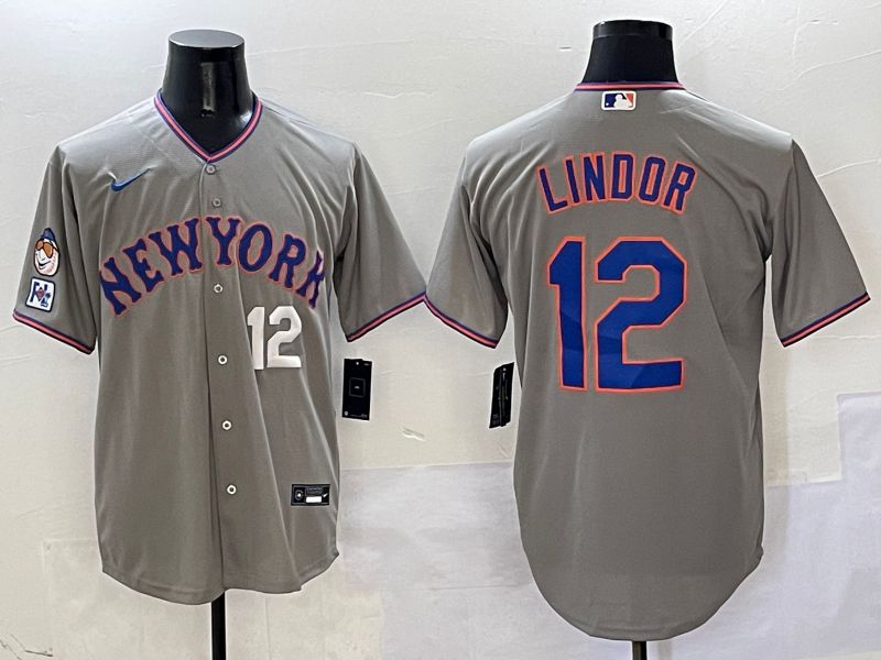 Men New York Mets #12 Lindor Grey Second generation 2025 Nike MLB Jersey style 8->chicago cubs->MLB Jersey